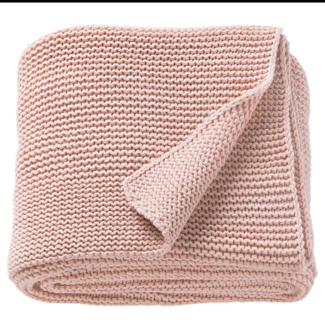 Blush Pink Knitted Throw Blanket