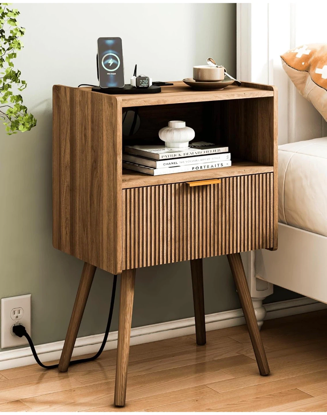 LED Mid-Century Modern Bedside Table