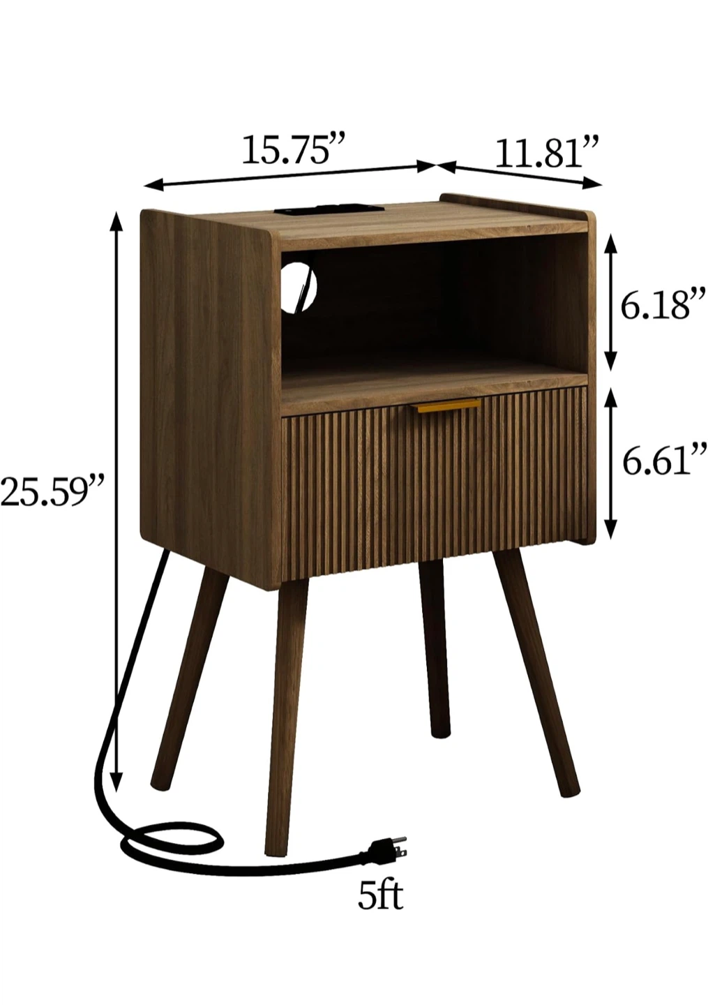 LED Mid-Century Modern Bedside Table - photo 2