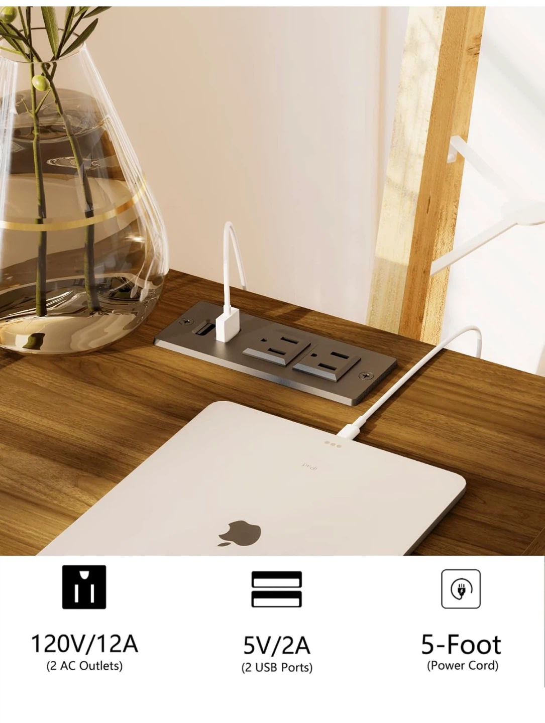 LED Mid-Century Modern Bedside Table - photo 3