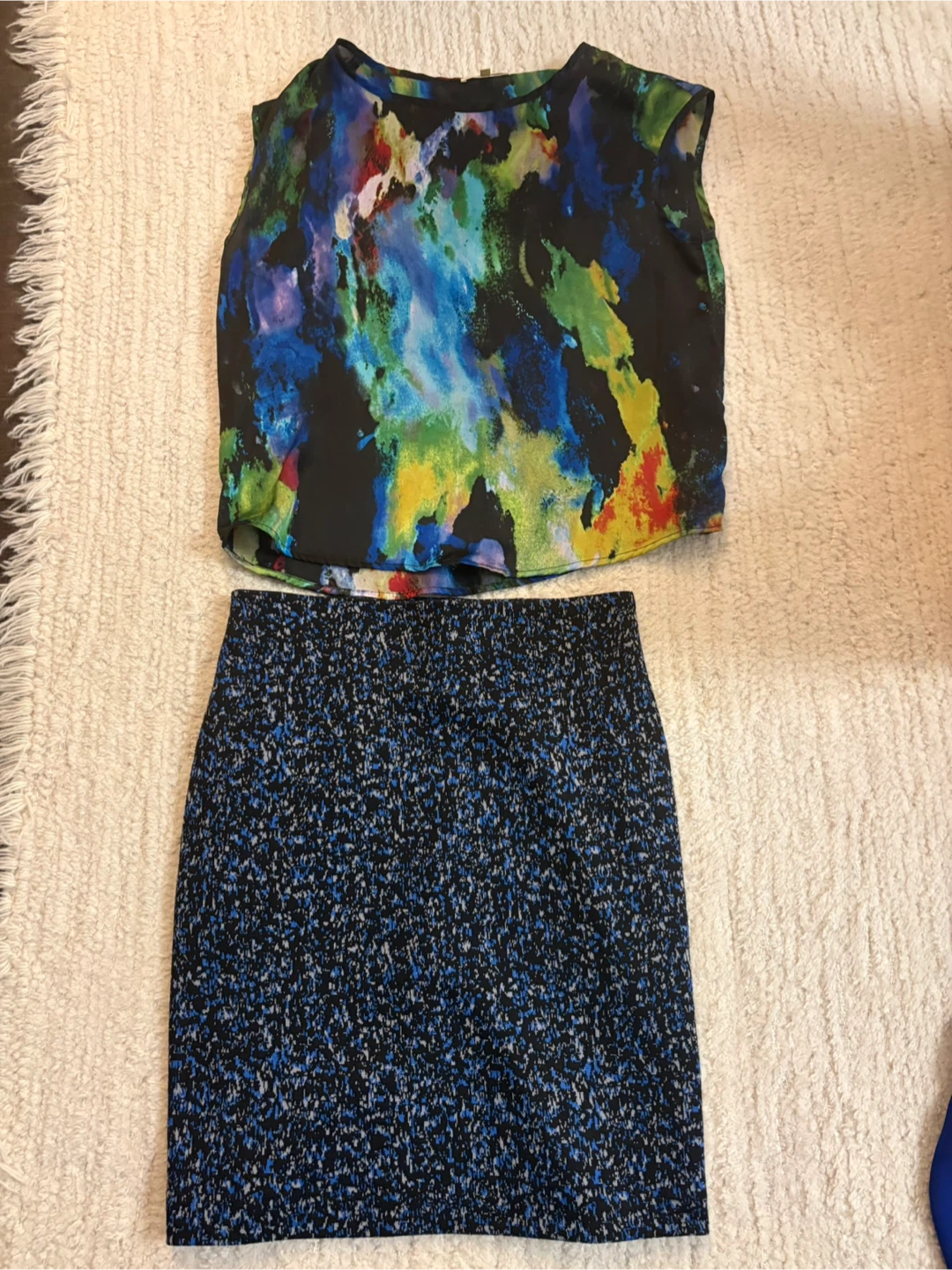 ALL 3 for $10!! blue blouse, colourful blue top + skirt set - photo 2
