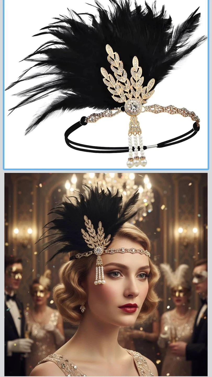 1920s Flapper Feather Headband