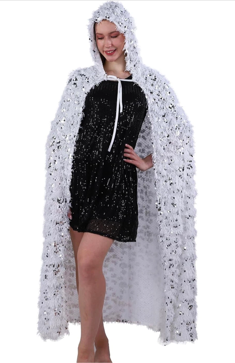 Sequined Hooded Cloak Set - photo 2