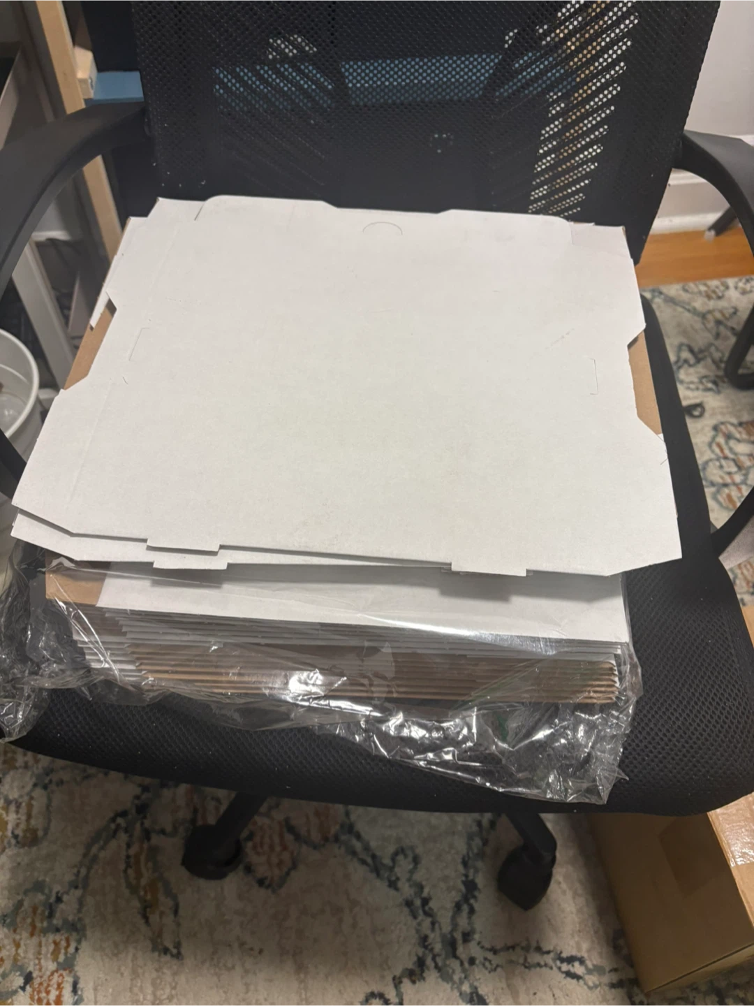 Folded pizza boxes