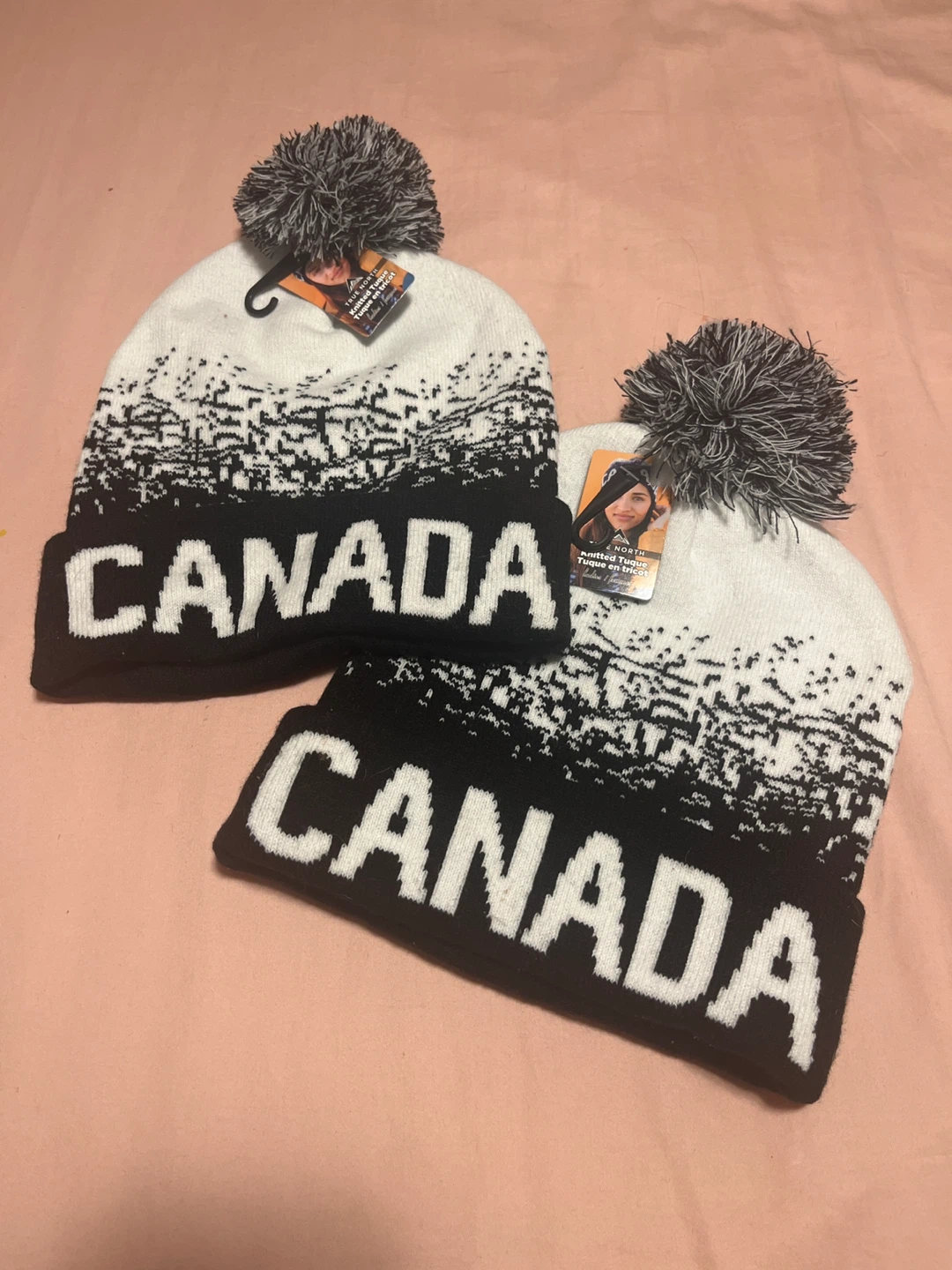 Two True North Canada Knitted Toques