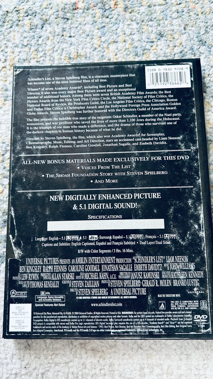 Schindler’s List DVD – Steven Spielberg – 2004 Edition - photo 2