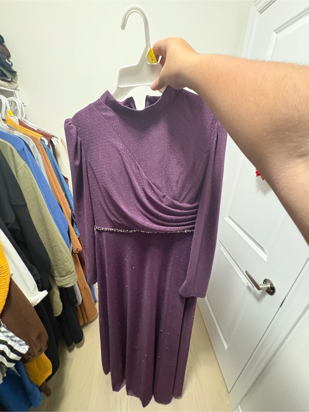 Purple Glitter Long Sleeve Dress