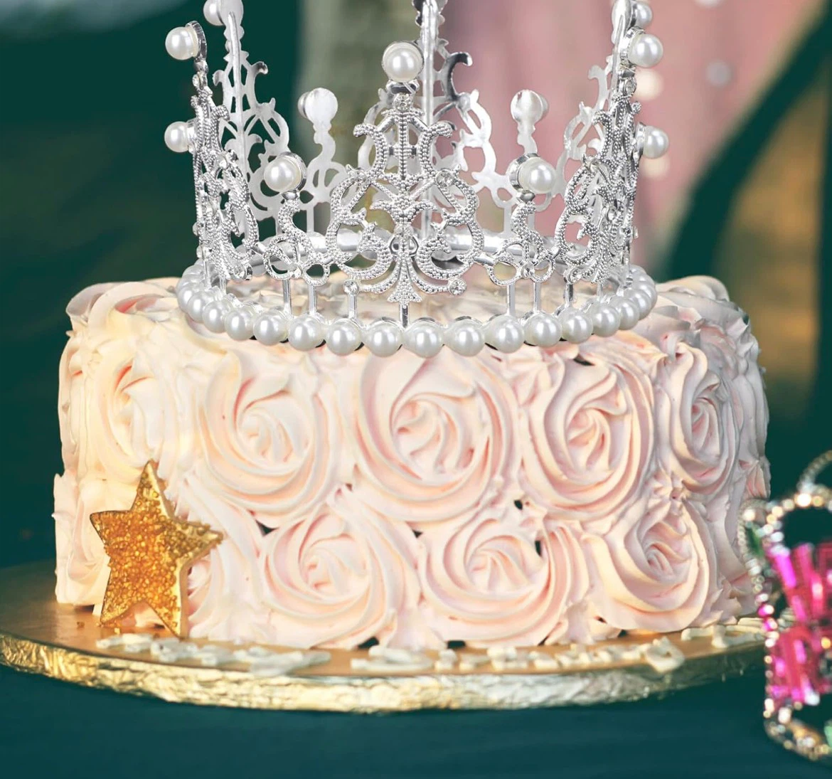 Decorative Pearl Cake Crown