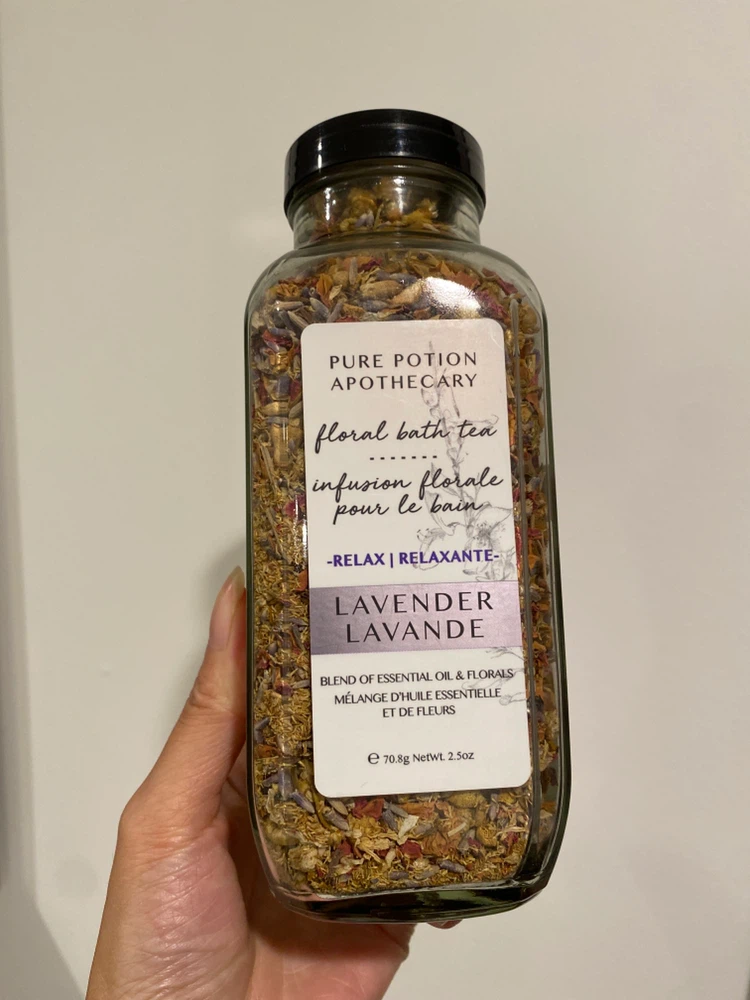 Floral bath tea glass bottle