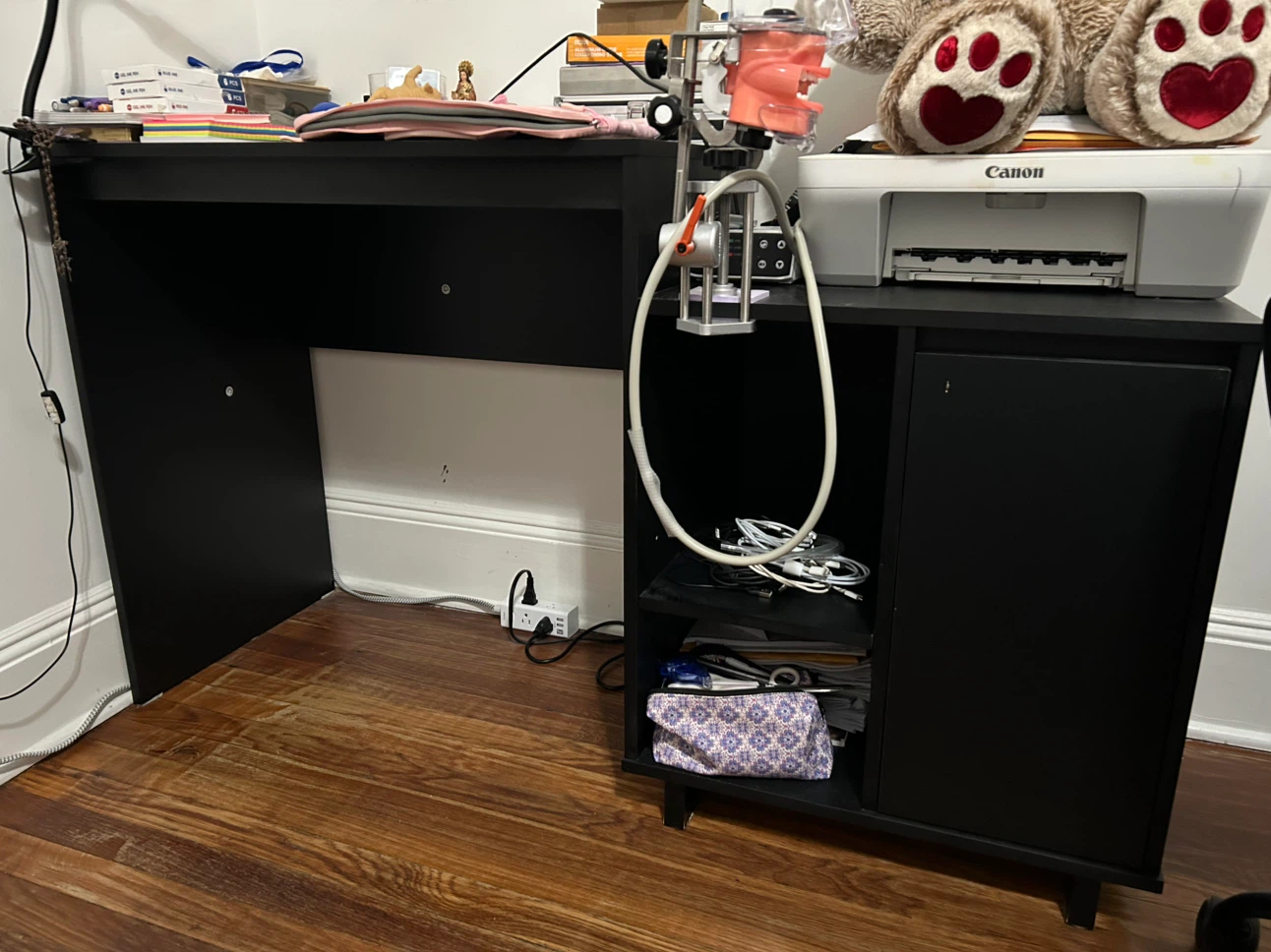 Black Modern Computer Desk with Storage