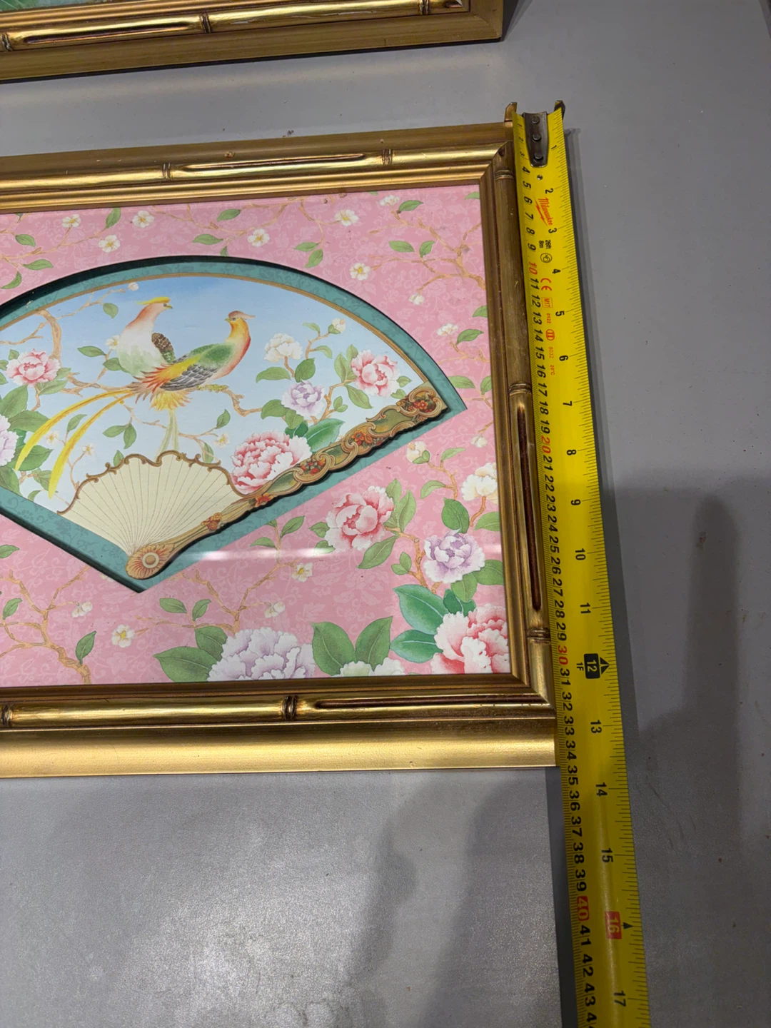 Set of Two Vintage Asian Fan Wall Art Pieces - photo 2