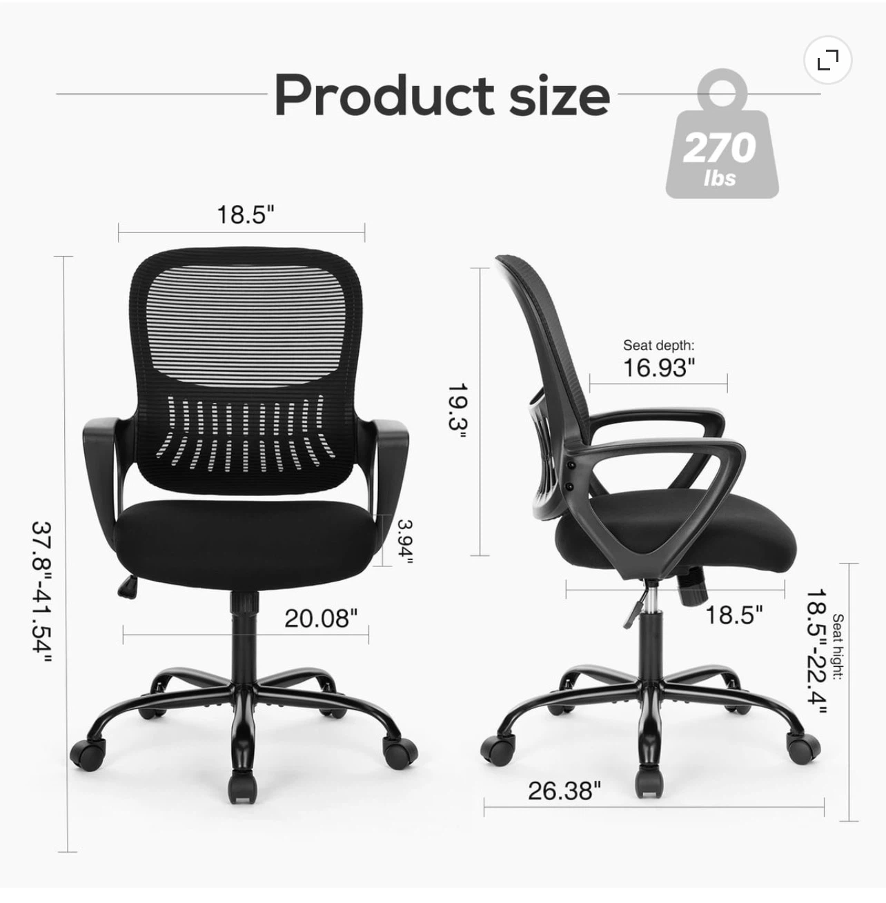Black Mesh Office Desk Chair - photo 2