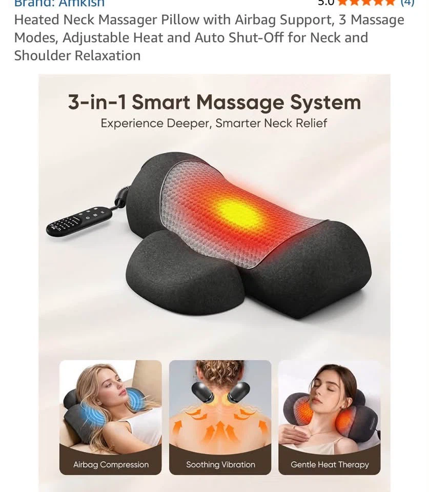 Amkish Heated Neck Massager Pillow
