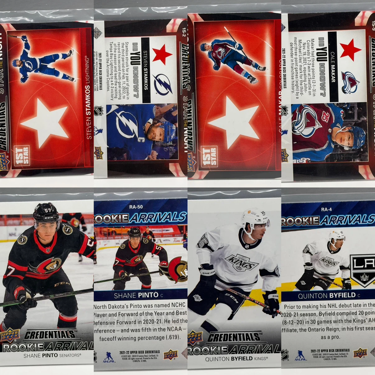 Lot of 24 2021-22 Upper Deck NHL Hockey Trading Cards