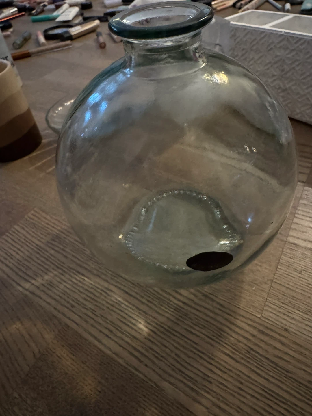 Green Clear Glass Round Vase - photo 2