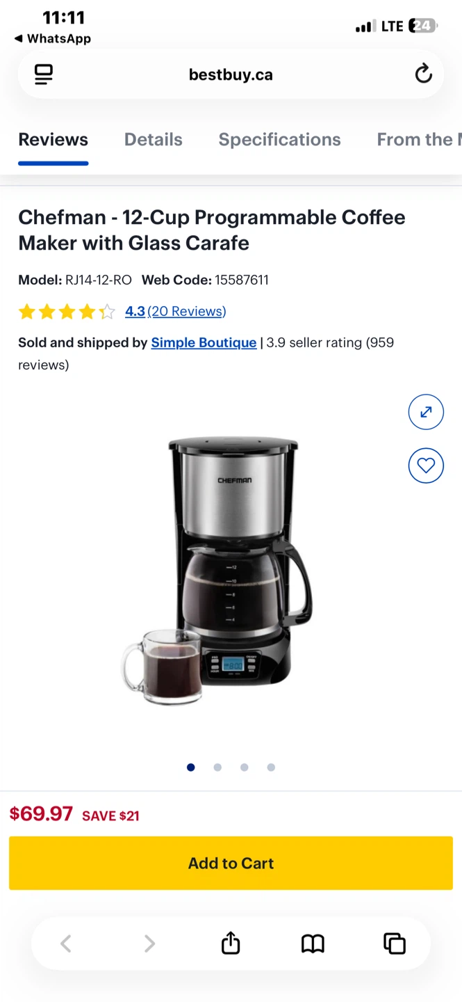 Chefman 12-Cup Programmable Coffee Maker