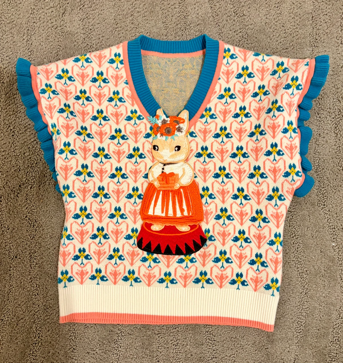 Graphic Rabbit Knit Sweater Vest