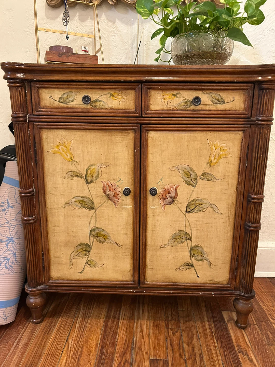 Hand-painted Floral Wooden Cabinet
