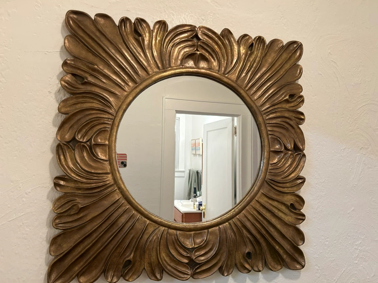 Gold Decorative Leaf Frame Wall Mirror