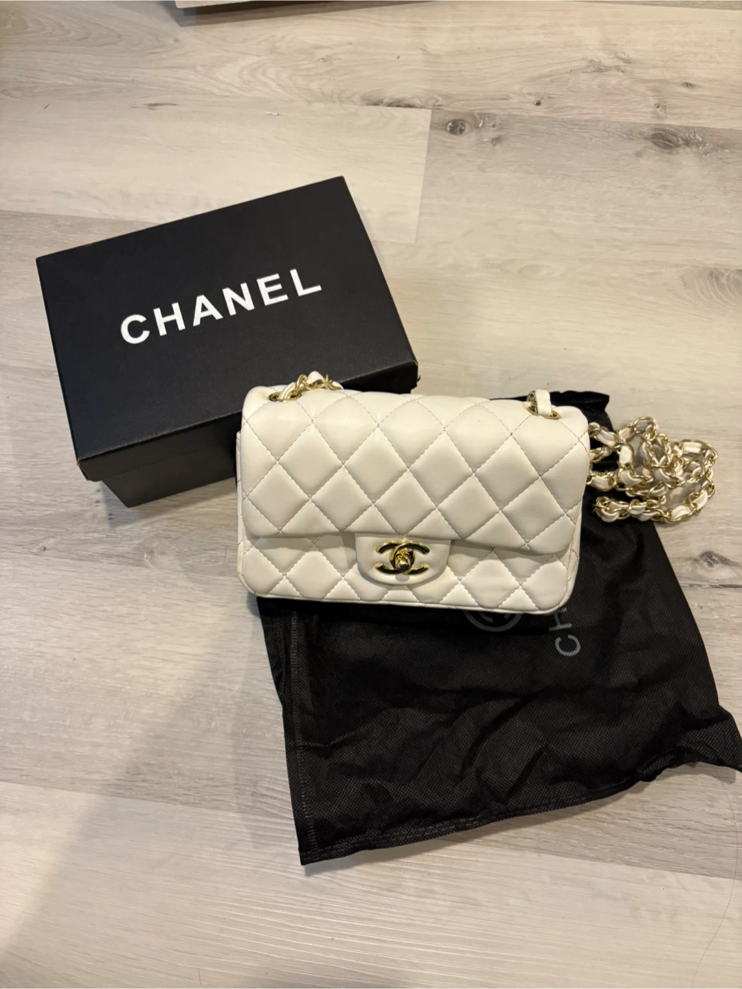Chanel Quilted White Mini Flap Bag