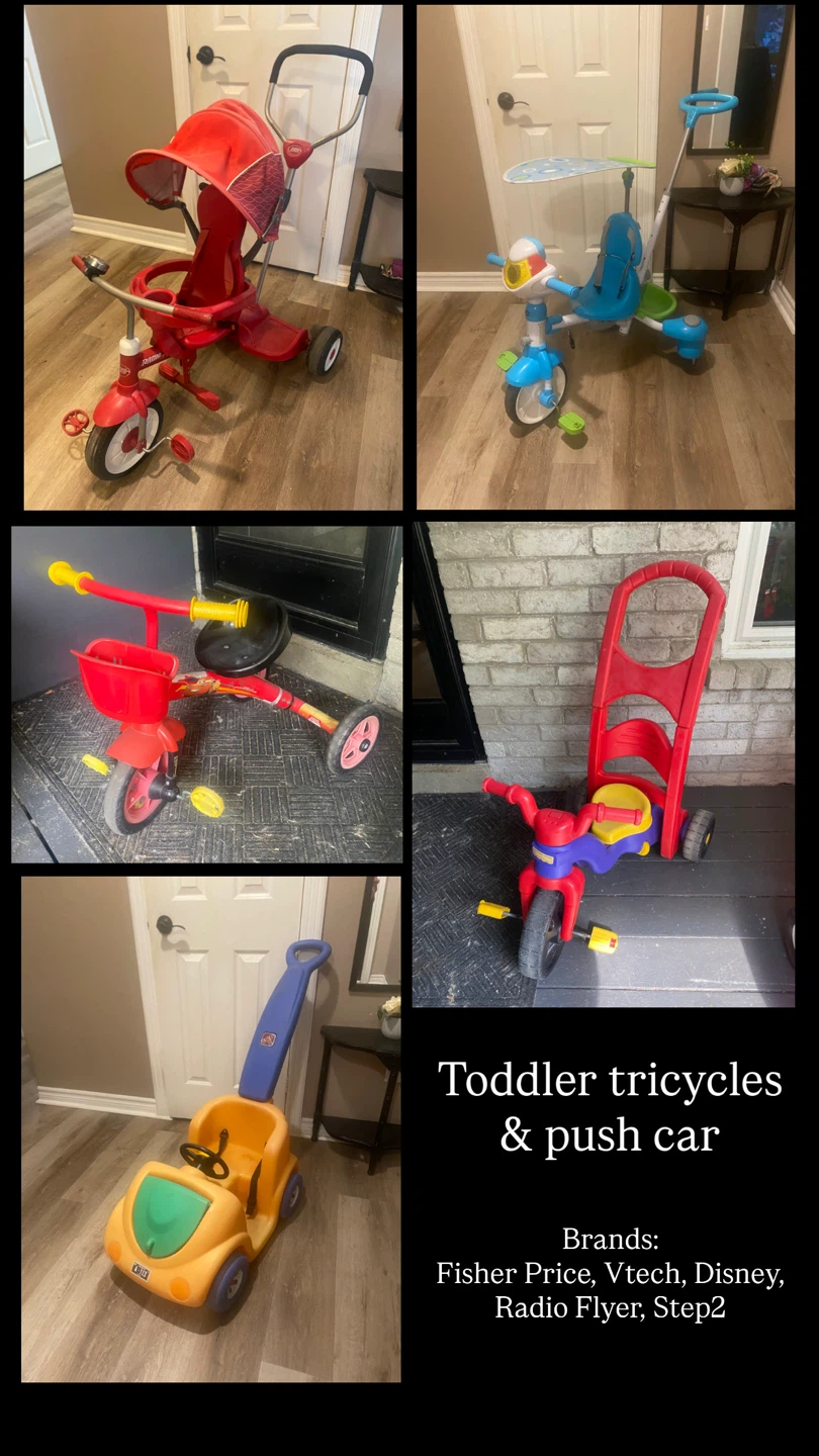 Various toddler tricycles & push car