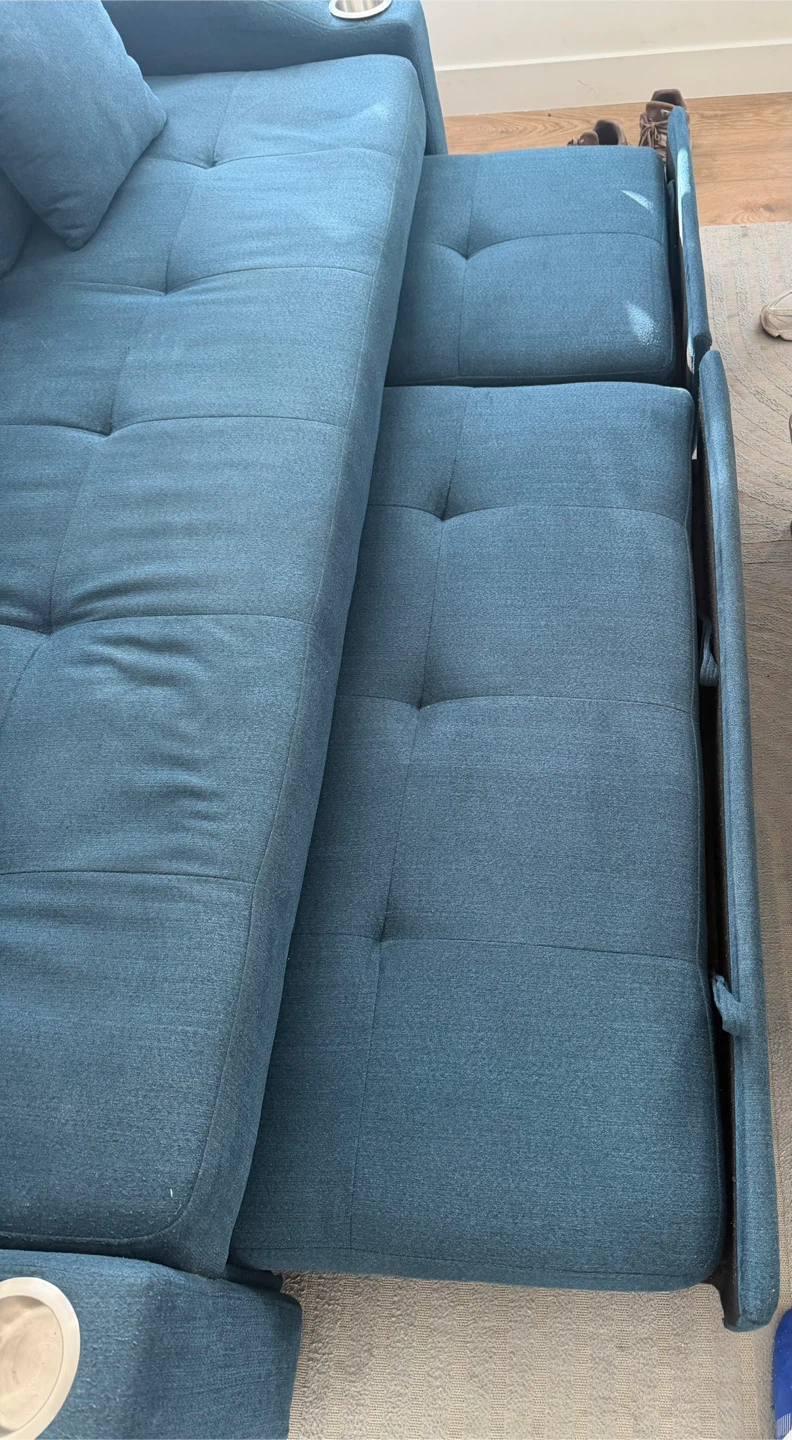 Blue Sofa Bed with Cup Holders - photo 2