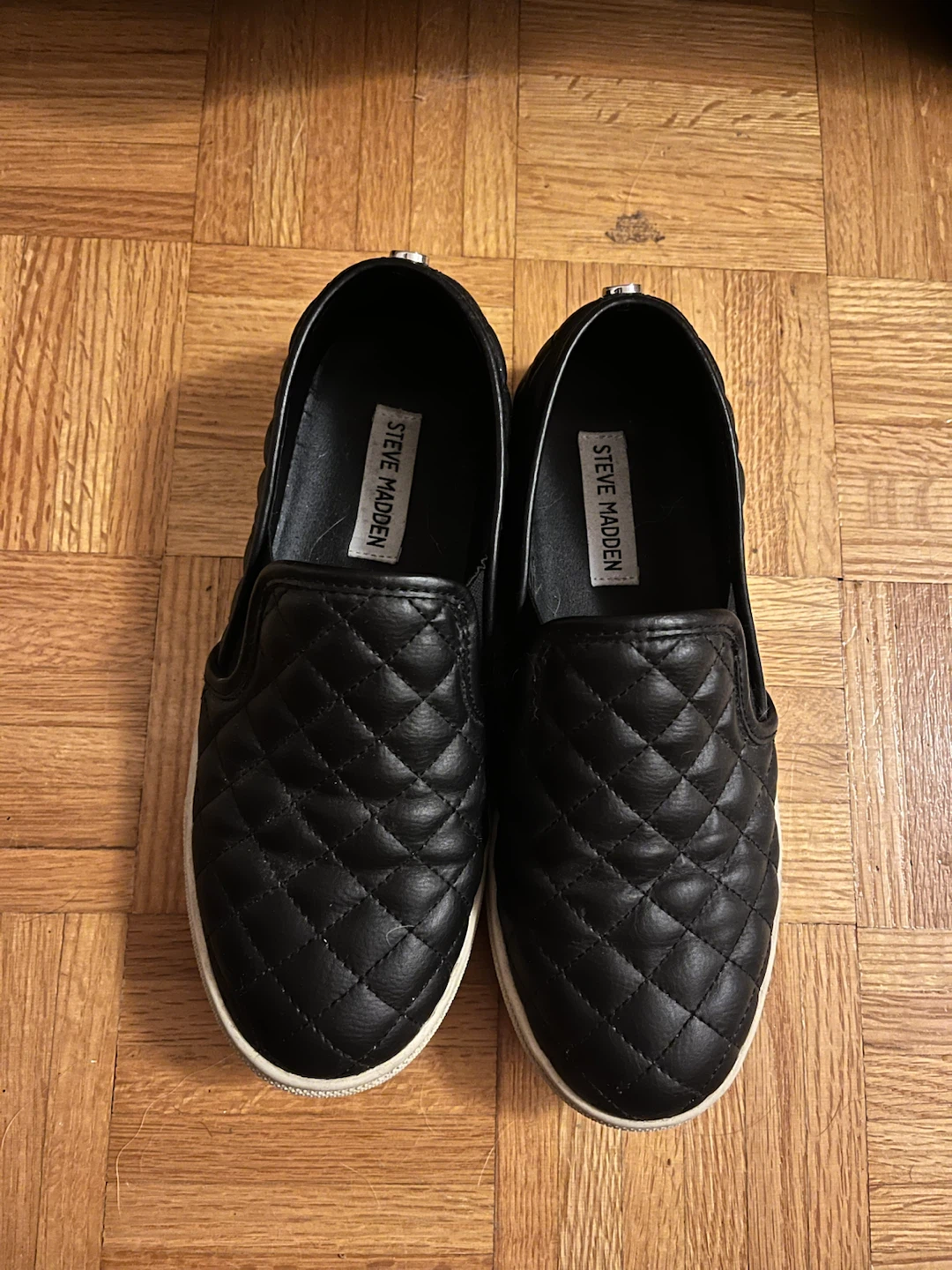 Steve Madden Black Quilted Slip-on Shoes