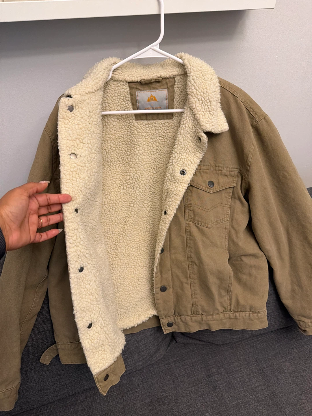 Sherpa-Lined Denim Jacket - Size Large
