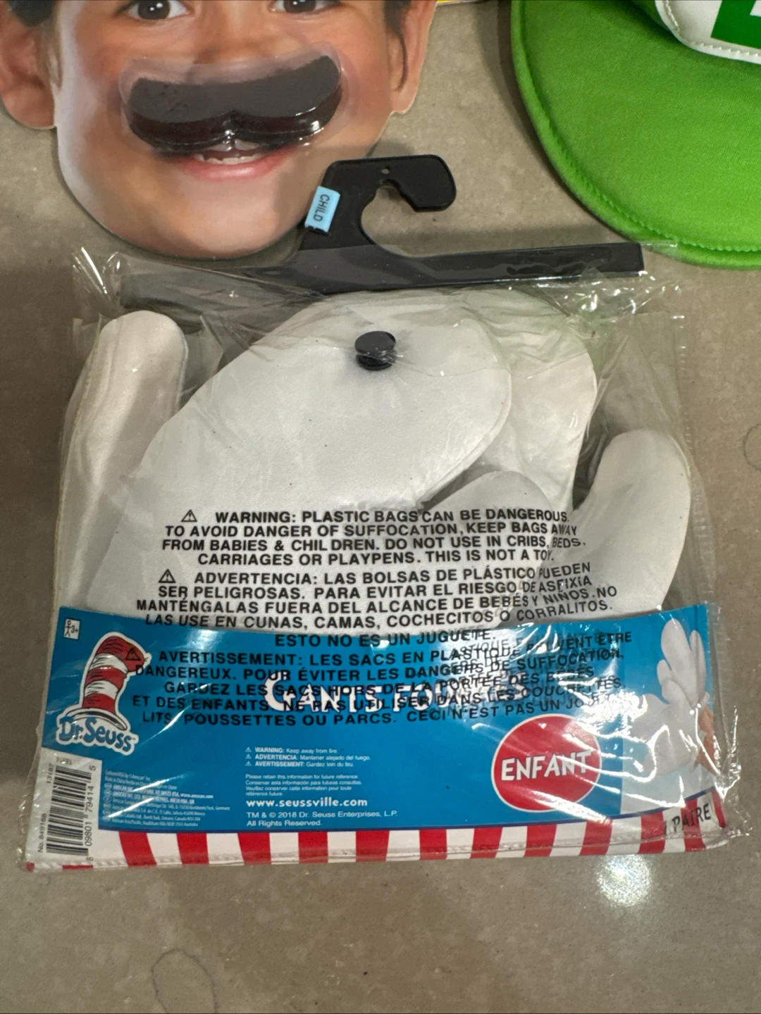 Super Mario Luigi Accessory Kit and Dr. Seuss Gloves - photo 5