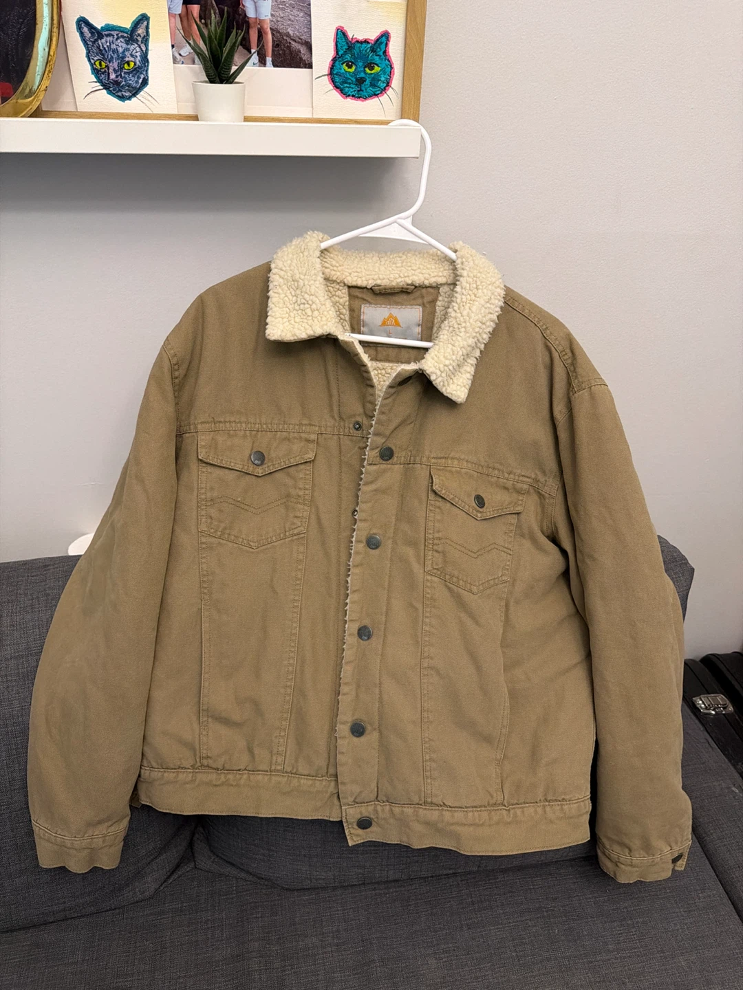 Sherpa-Lined Denim Jacket - Size Large - photo 3