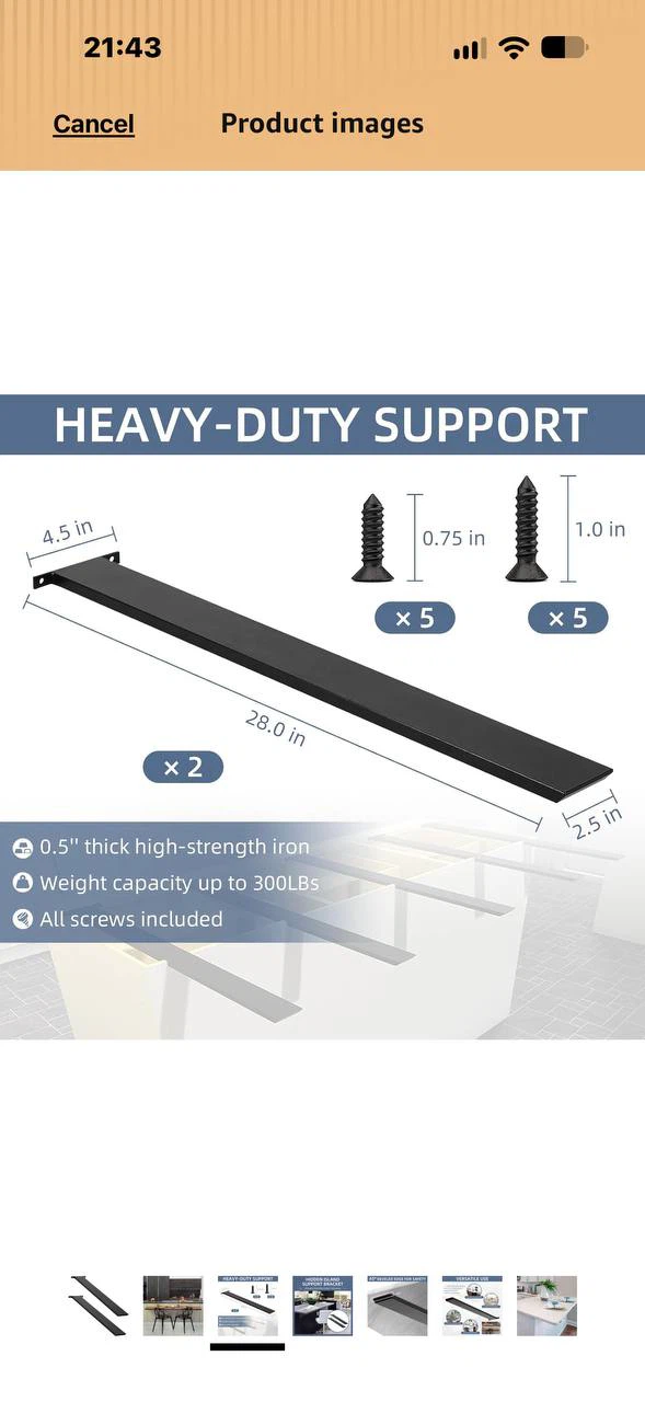 H1038 LITLANDSTAR 28” Hidden Island Countertop Support Brackets - photo 4