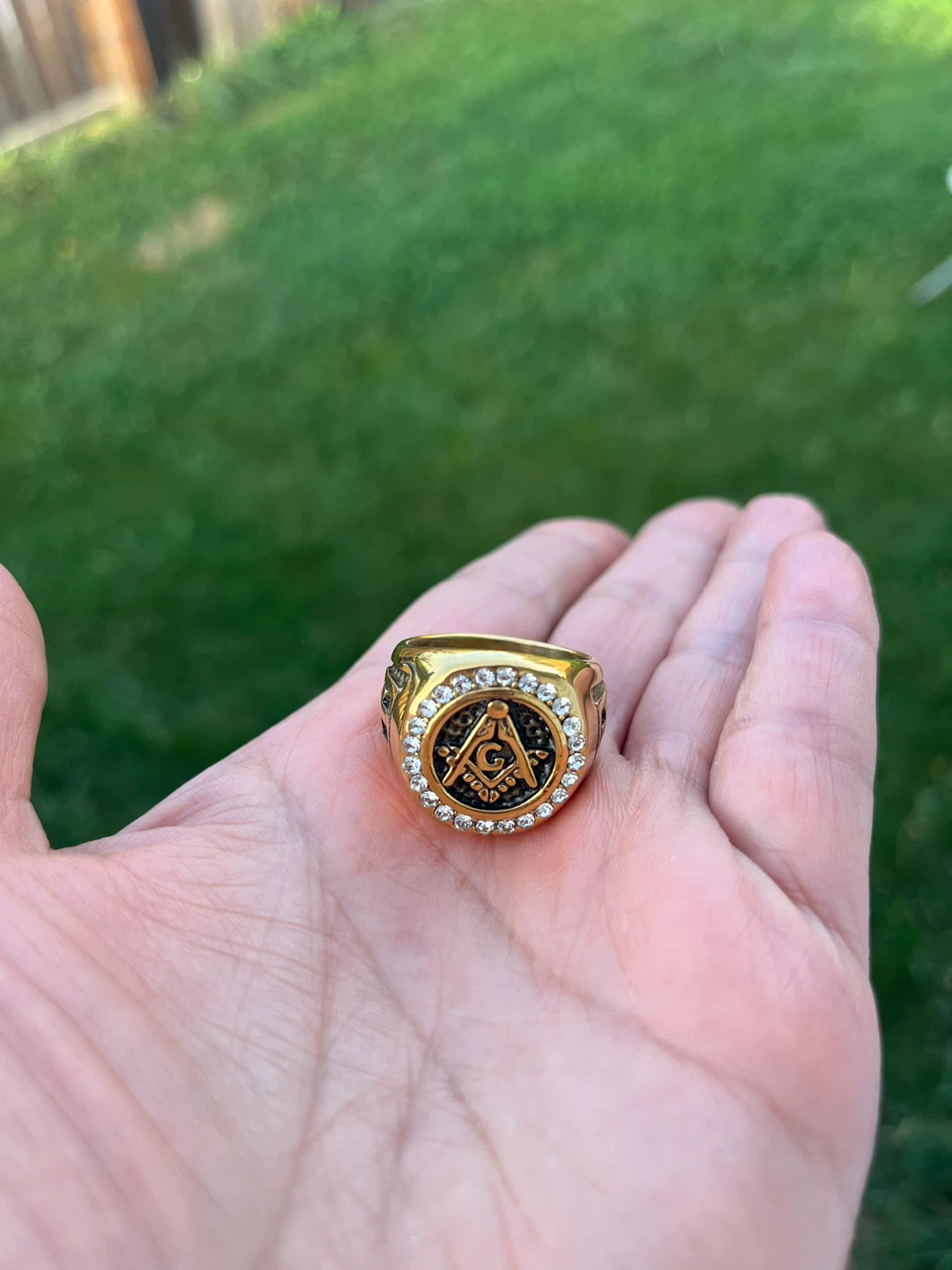 Gold Color Masonic Ring . Size 11 - photo 2