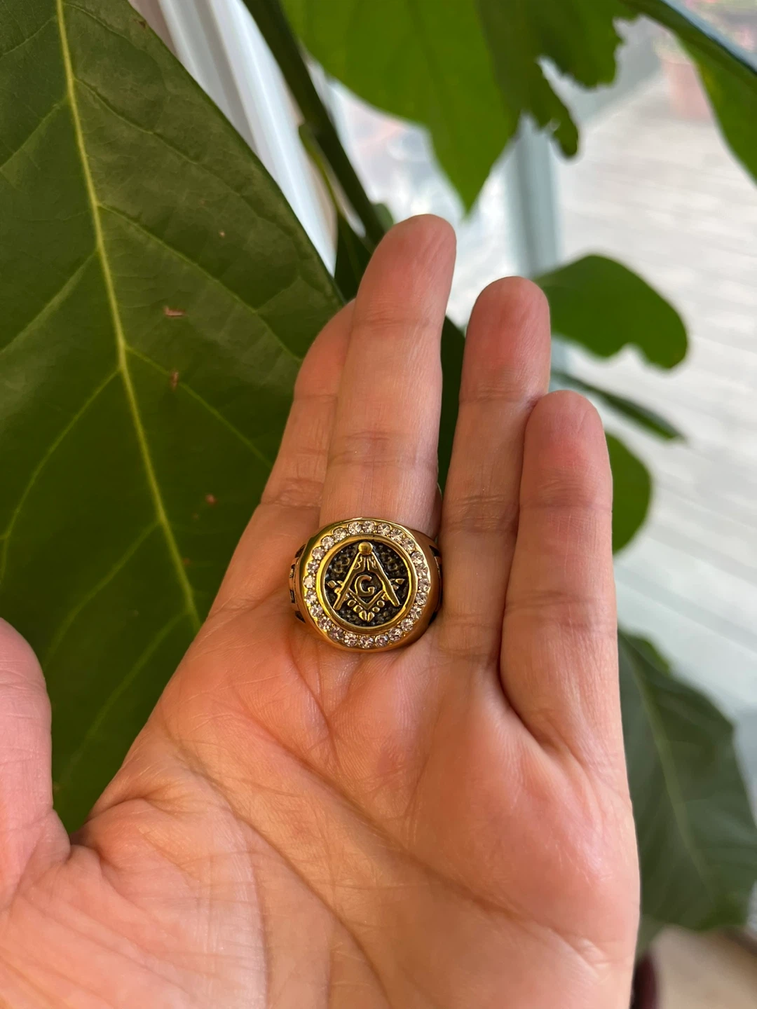 Gold Color Masonic Ring . Size 11 - photo 4