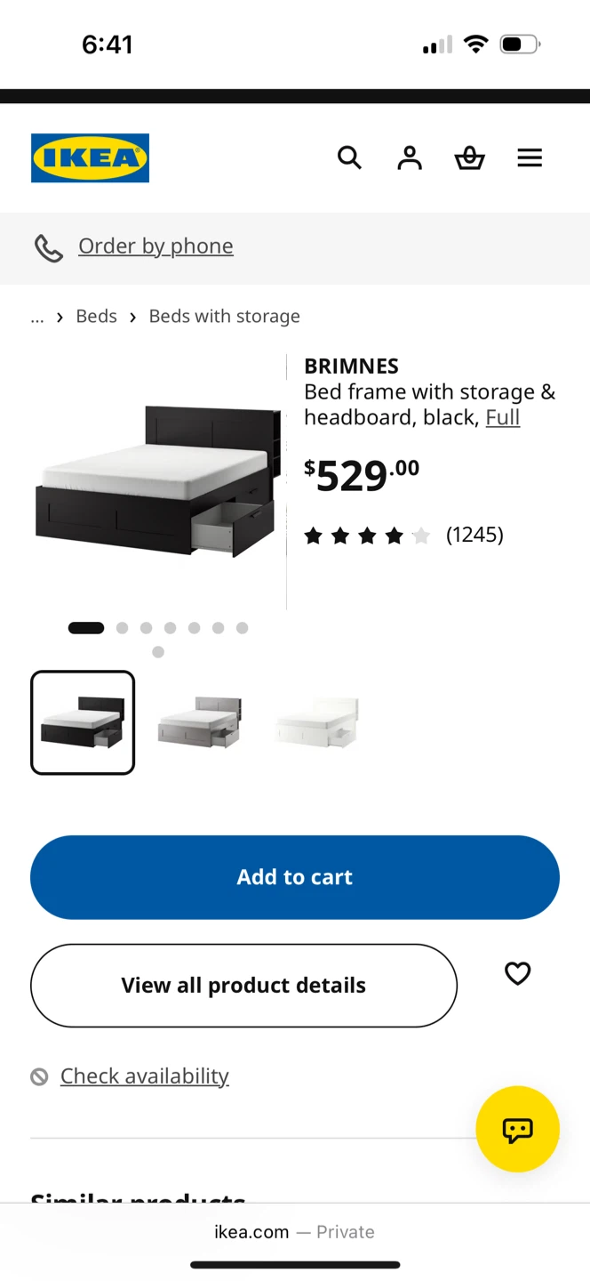 IKEA grimnes double full bed frame with drawers - photo 2