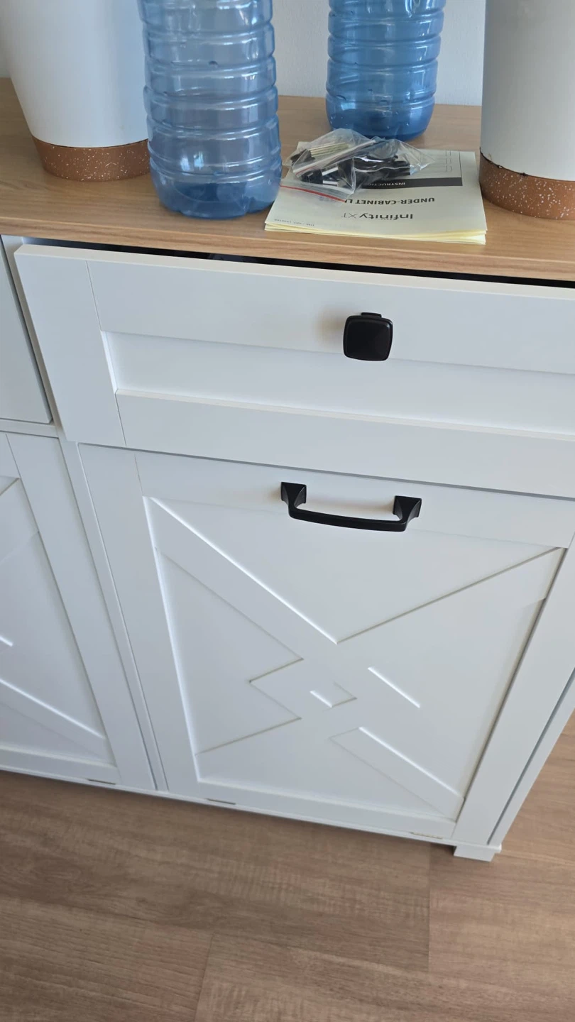 White Farmhouse Style Cabinet with Drawer