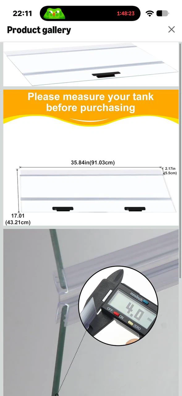 H1040 CUCZUUS 35.84” x 17.01” Tempered Glass Aquarium Canopy - photo 2