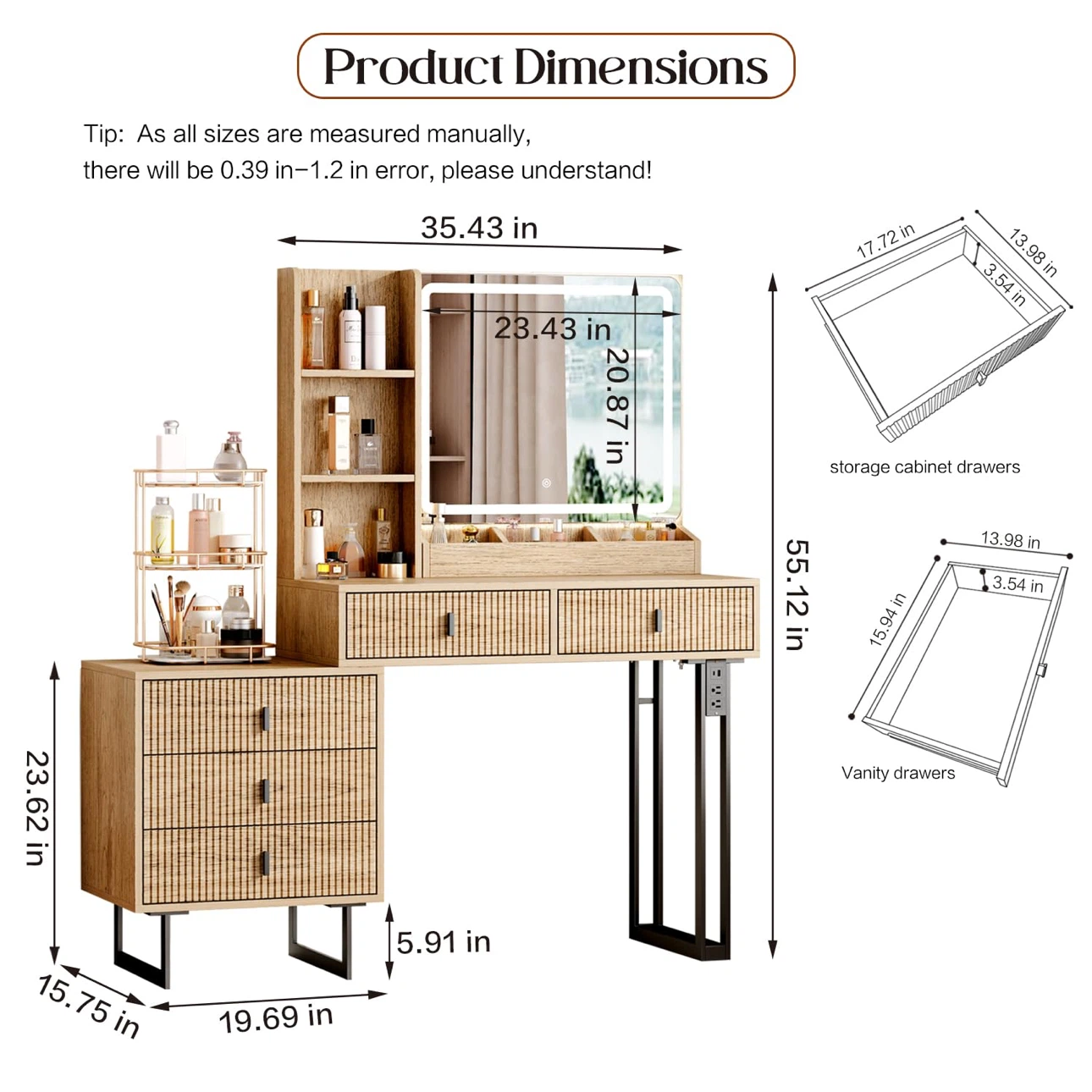 New Vanity Desk with LED Mirror