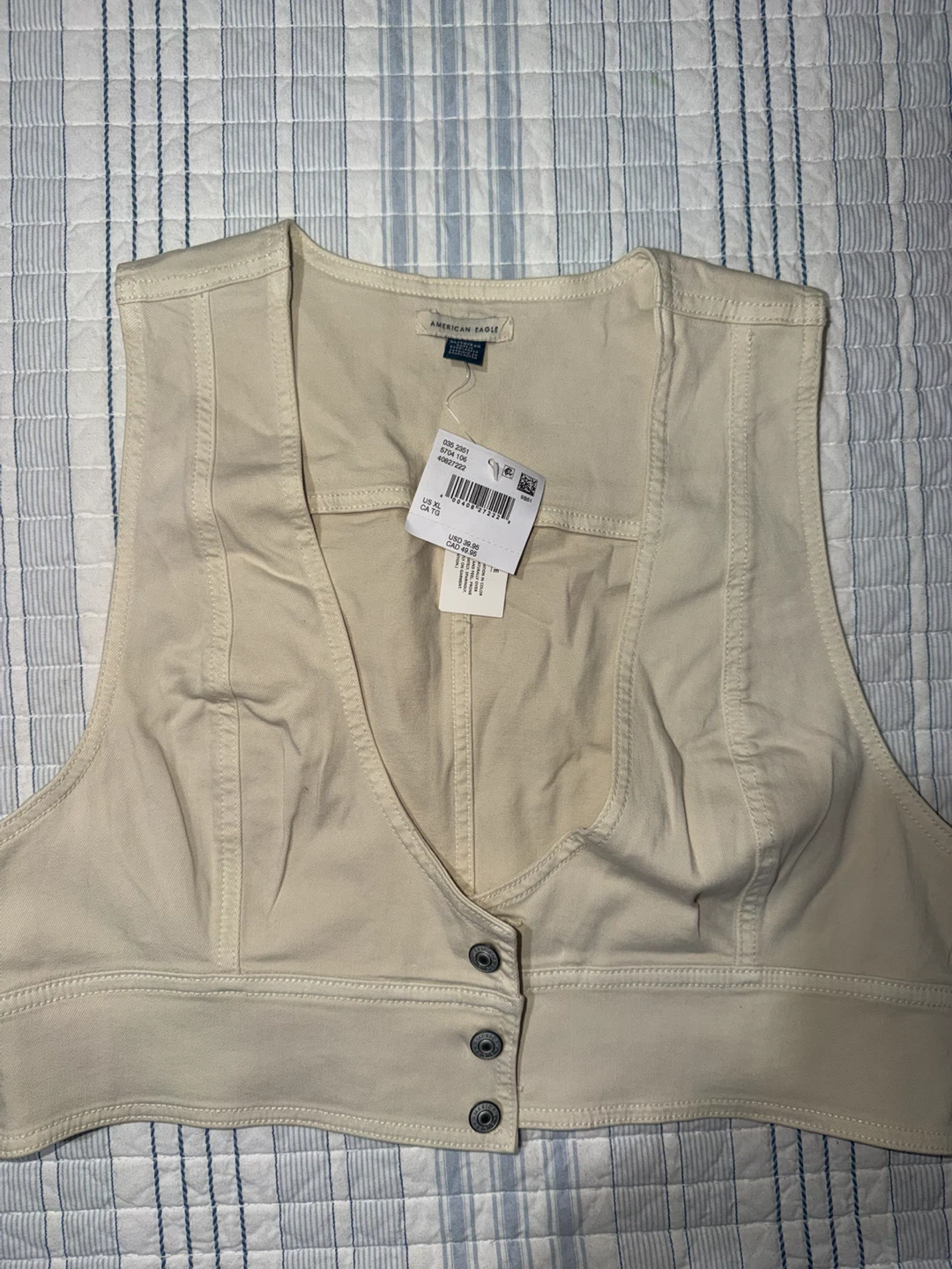 American Eagle Cream Button Front Vest - photo 2