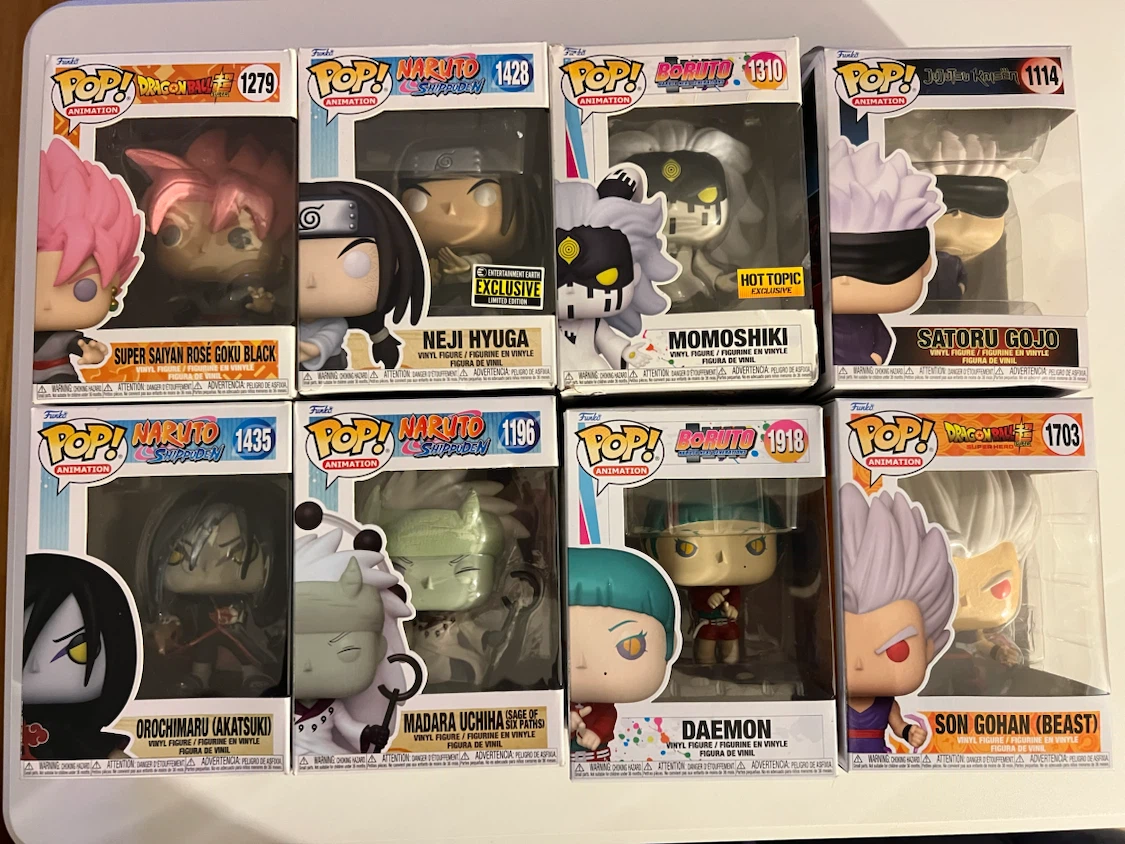 Set of 8 Funko Pop Animation Figures