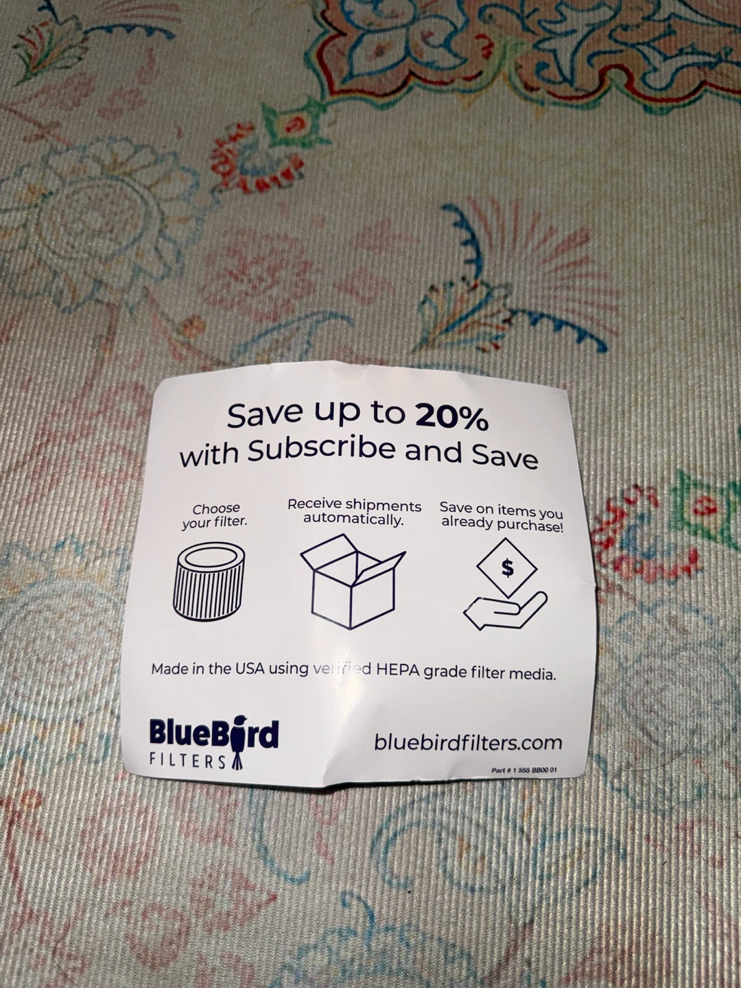 BlueBird Filters HEPA Air Purifier Replacement Filter NO 20500 - photo 5