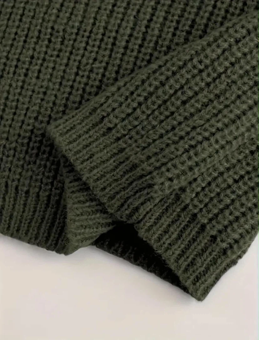 Olive Green Long Knit Cardigan - photo 5