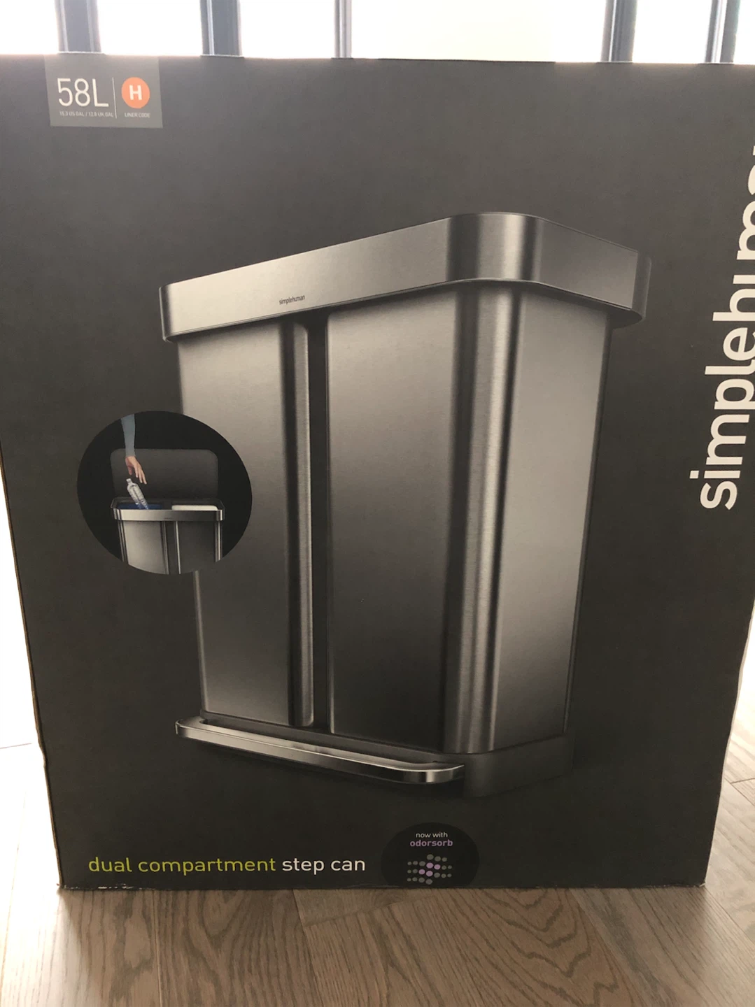 [Brand New]simplehuman 58L Dual Compartment Step Can