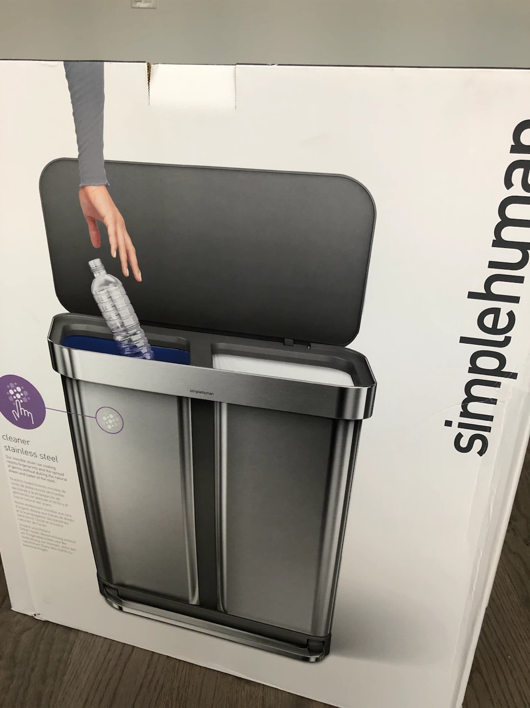 [Brand New]simplehuman 58L Dual Compartment Step Can - photo 2