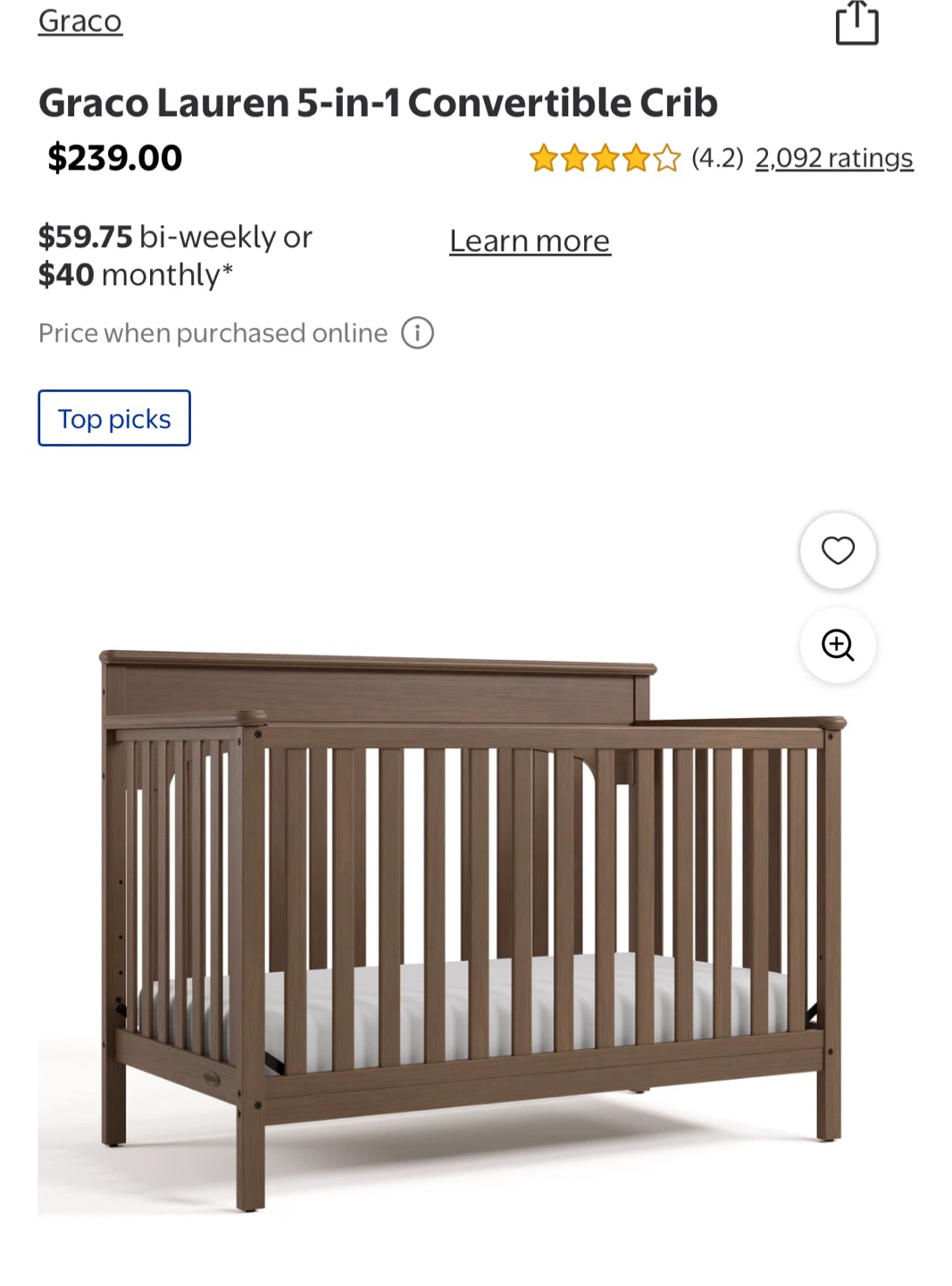Graco Lauren 5-in-1 Convertible Crib - photo 2