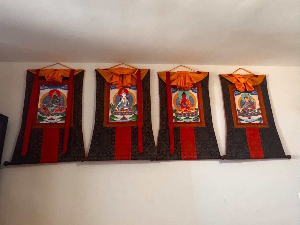 Set of 4 Tibetan Thangka Wall Hangings