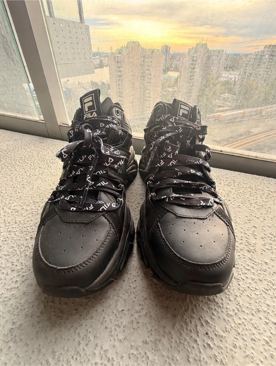 Fila Cage Mid Mixed Media Black Sneakers 6.5W