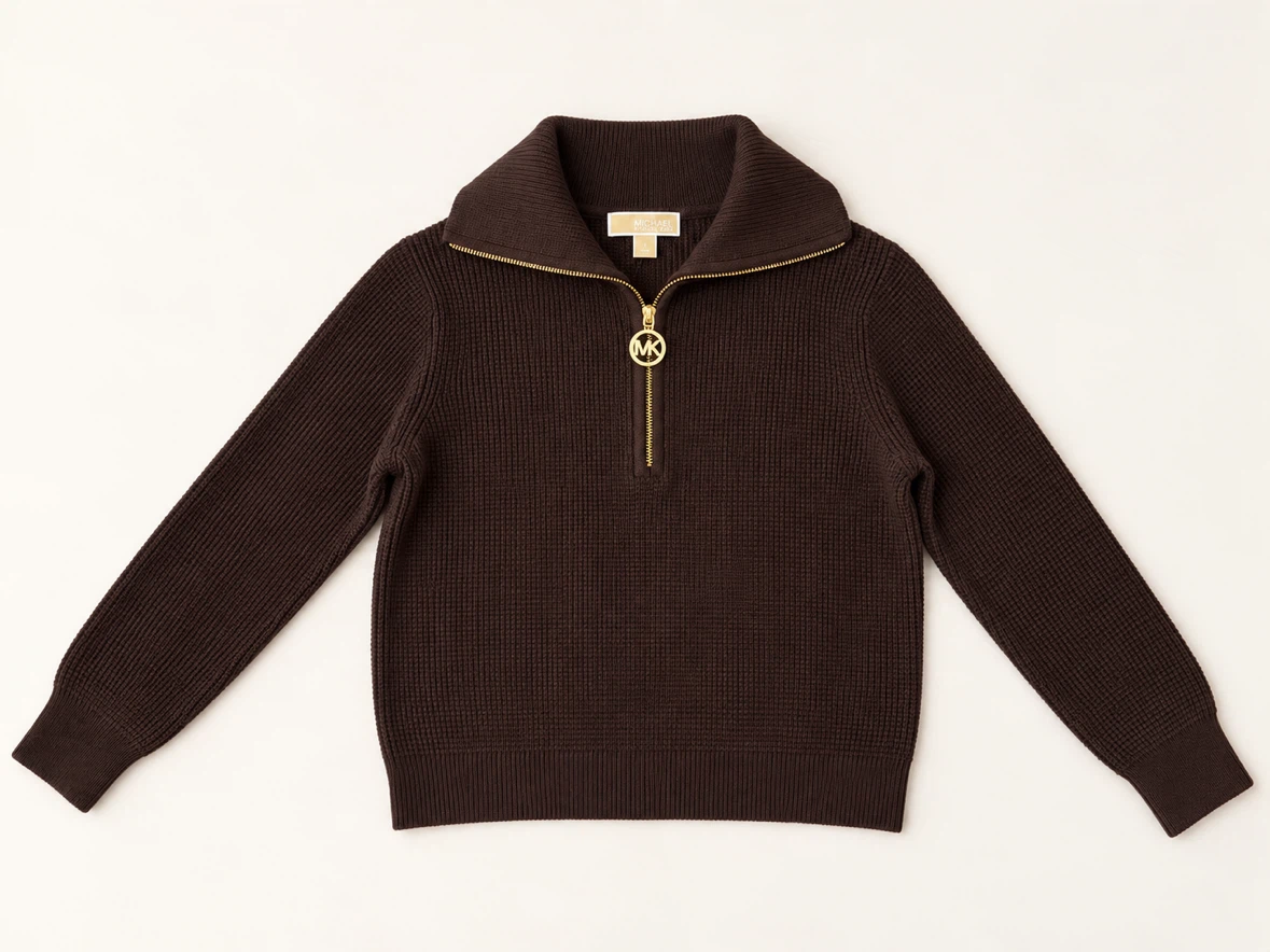 Michael Kors Ribbed Quarter-Zip Sweater