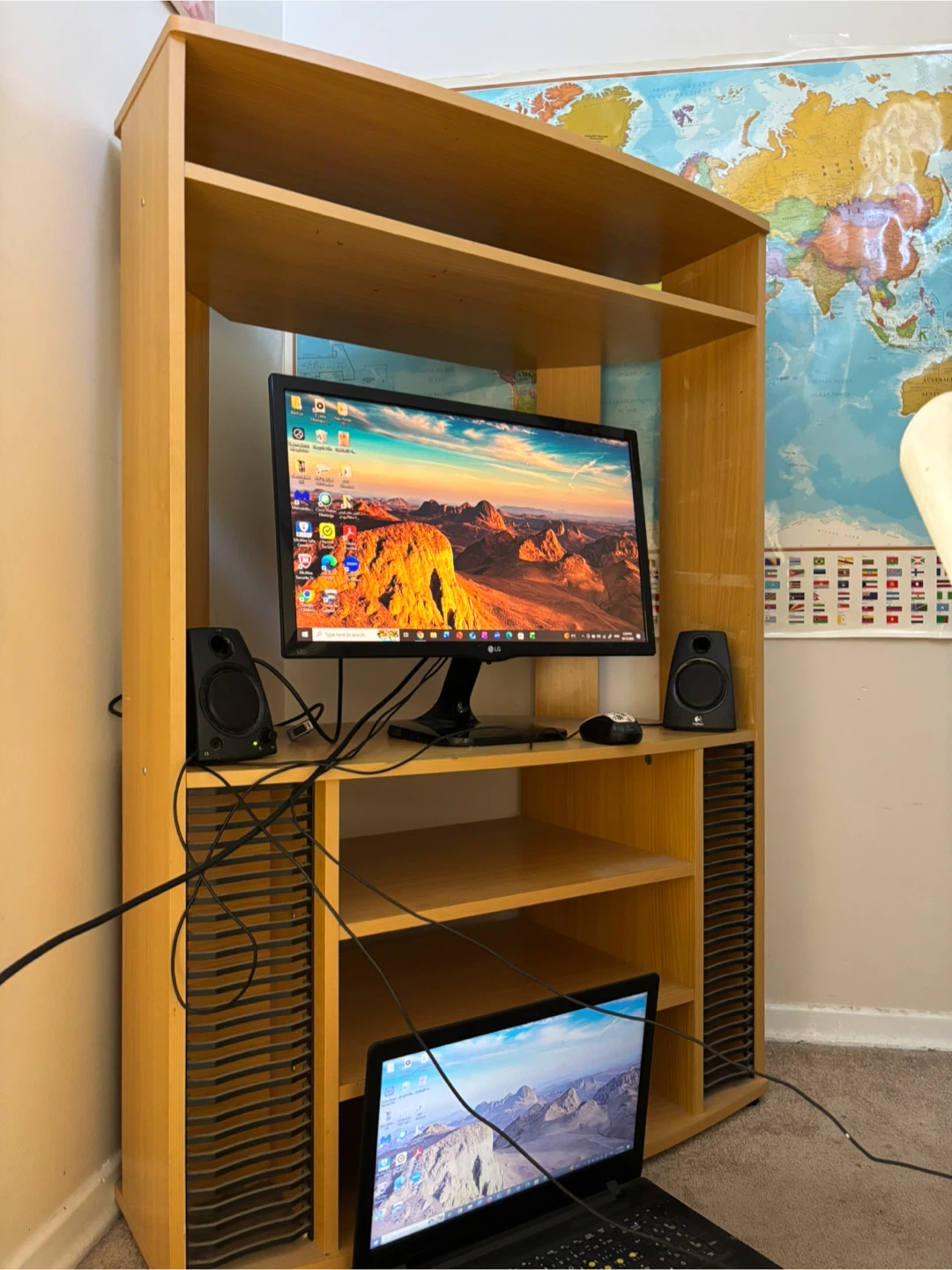 Light Oak Media Storage Shelf