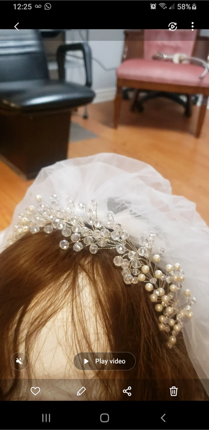 Beaded Wedding Headpiece with Veil - photo 2