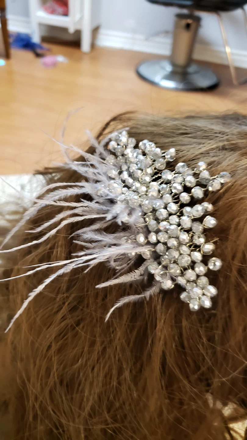 Beaded Wedding Headpiece with Veil - photo 3